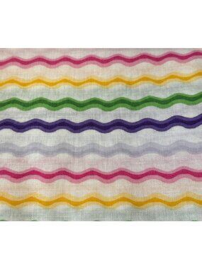 Rainbow Wavy Striped Cotton Fabric 19x44" Multicolor Craft Material Sewing Quilt